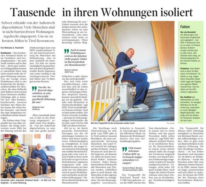 Foto des Artikels in der Tiroler Tageszeitung